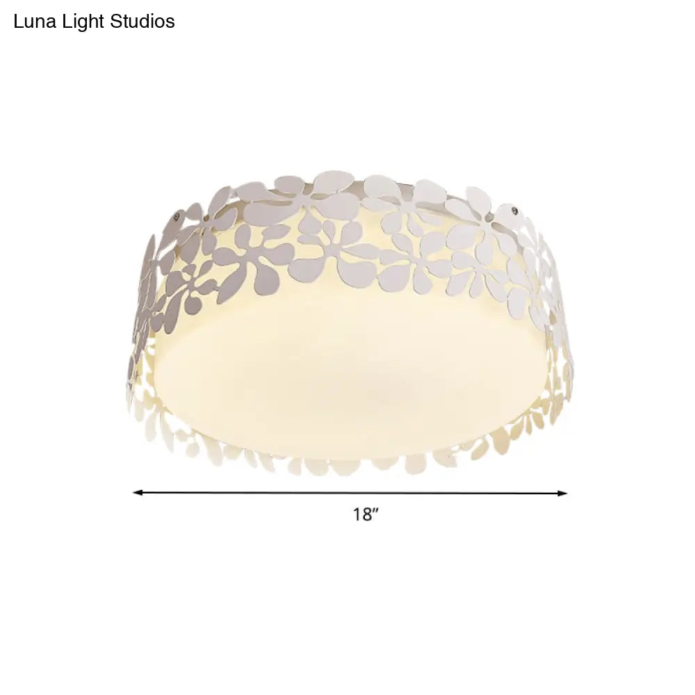 White Nordic Acrylic Flushmount Light For Circle Kid Bedroom Ceiling