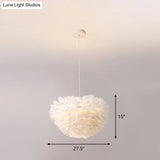 White Nordic Fabric Suspended Pendant Light For Living Room