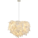 White Nordic Fabric Suspended Pendant Light For Living Room / 19.5’ Feather