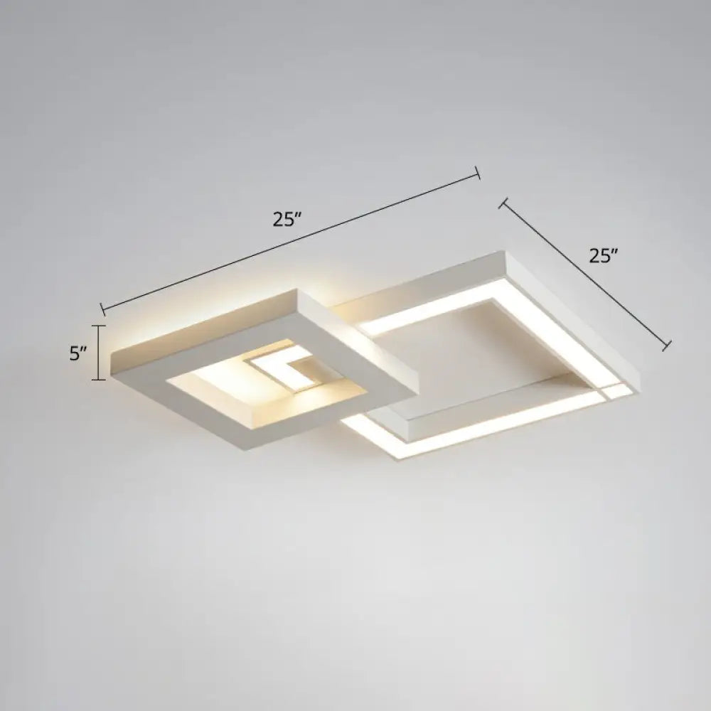 White Nordic Led Ceiling Light Fixture For Modern Living Rooms / 25’ Remote Control Stepless Dimming