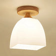 White Opal Glass Ceiling Light | Modern One - Head Flush Mount For Bathrooms / B