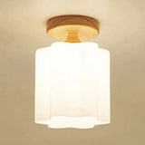 White Opal Glass Ceiling Light | Modern One - Head Flush Mount For Bathrooms / C
