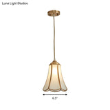 White Opal Glass Hanging Light - Traditional Flared Design For Corridor Ceiling Suspension Lamp