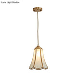 White Opal Glass Hanging Light - Traditional Flared Design For Corridor Ceiling Suspension Lamp