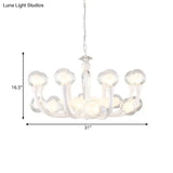 White Orb Chandelier - Modern 15/24-Light Lobby Ceiling Lamp With Clear And Frosted Glass Shades