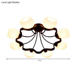 White Orb Shade Semi Flushmount Light - 6/8 Lights Frosted Glass Ceiling Fixture For Hotels