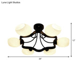 White Orb Shade Semi Flushmount Light - 6/8 Lights Frosted Glass Ceiling Fixture For Hotels