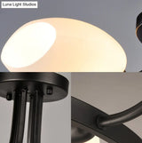 White Orb Shade Semi Flushmount Light - 6/8 Lights Frosted Glass Ceiling Fixture For Hotels