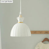 White Pendulum Doll Dress Light - Kid 1-Bulb Resin Suspension Lighting For Girls Room