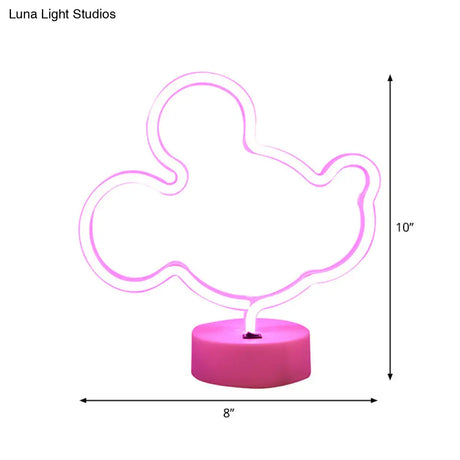 White Plastic Animal Night Light For Kids Bedroom - Battery Led Nightstand Lighting Solution
