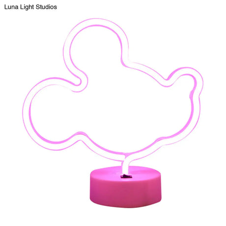White Plastic Animal Night Light For Kids Bedroom - Battery Led Nightstand Lighting Solution