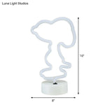 White Plastic Animal Night Light For Kids Bedroom - Battery Led Nightstand Lighting Solution