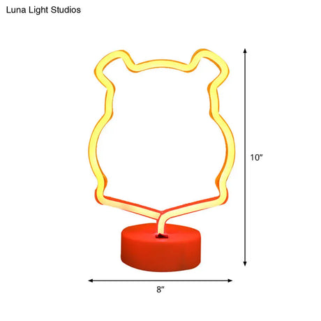 White Plastic Animal Night Light For Kids Bedroom - Battery Led Nightstand Lighting Solution