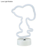 White Plastic Animal Night Light For Kids Bedroom - Battery Led Nightstand Lighting Solution