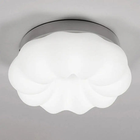 White Plastic Cloud Flush Mount Ceiling Light: Kids Led Fixture / 12’