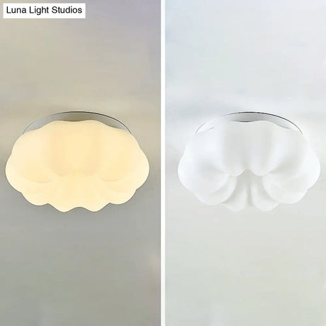 White Plastic Cloud Flush Mount Ceiling Light: Kids Led Fixture
