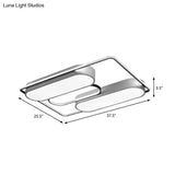 White Rectangular Flush Ceiling Light - 37.5’ X 40’ Modern Metal Flushmount Lighting With