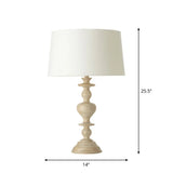 White Resin Base Fabric Nightstand Lamp With Classic Tapered Design