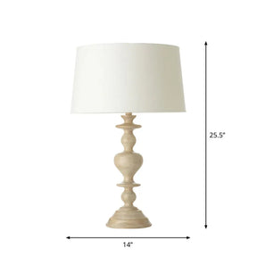 White Resin Base Fabric Nightstand Lamp With Classic Tapered Design