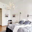 White Resin Hanging Chandelier Candle Pendant Light For Bedroom - 4/8 Bulbs Traditional Fixture 4 /