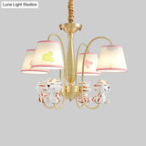 White Resin Nursery Chandelier With Animal Suspension Light & Empire Shade For Kids