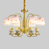 White Resin Nursery Chandelier With Animal Suspension Light & Empire Shade For Kids 6 / Cow