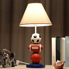 White Resin Sport Balls Nightstand Lamp - Single-Bulb Kids Table Light With Empire Shade / A