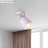 Metal Rotatable Semi Flush Mount Light In White - Modernistic Tapered Shade Ideal For Living Room