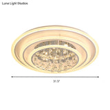 White Round Ceiling Lamp With Acrylic And Crystal Ball Led Flush Mount Light - Stepless