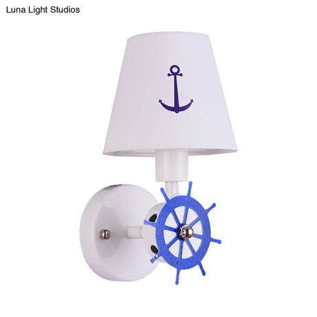 White Seaside Anchor Wall Sconce For Kids Bedroom