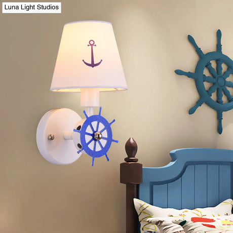 White Seaside Anchor Wall Sconce For Kids Bedroom