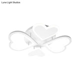 White Semi Ceiling Mount Led Light With Loving Heart Design For Baby Bedroom