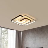 White Square Bedroom Flush Mount Light: Led Acrylic Simplicity Ceiling Fixture 18/21.5 Width