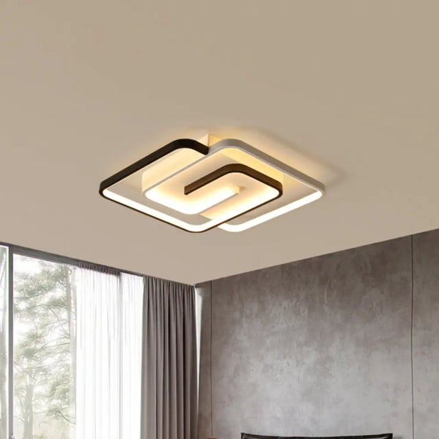 White Square Bedroom Flush Mount Light: Led Acrylic Simplicity Ceiling Fixture 18/21.5 Width