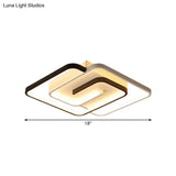 White Square Bedroom Flush Mount Light: Led Acrylic Simplicity Ceiling Fixture 18’/21.5’ Width