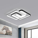 White Square Bedroom Flush Mount Light: Led Acrylic Simplicity Ceiling Fixture 18’/21.5’ Width / 18’