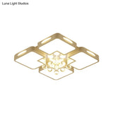 White Square Led Flush Ceiling Light - 16’/19.5’/23.5’ Width Contemporary Design Warm/White
