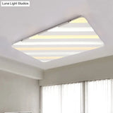 White Stripe Acrylic Flush Ceiling Light With Led Lamp For Dining Room