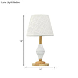 White Table Lamp With Modern Barrel Fabric Shade For Living Rooms