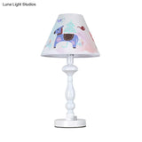 White Tapered Shade Desk Lamp With Animal Print - Perfect Kids Reading Light