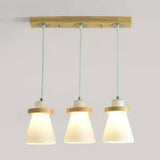 White Tapered Shade Hanging Lamp - Simple Style Milk Glass Pendant Lighting For Office 3 / Linear