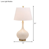 White Tapered Table Light: Modern 1-Head Desk Lamp With Ceramic Base