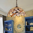 White Tropical Bird Pendant – Victorian Stained Art Glass Ceiling Lamp