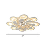 White Windmill Flush Lamp Led Acrylic Ceiling Fixture With Crystal Drop - 27/31.5 Modernist Design