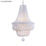 White Wood Jar Empire Chandelier With 8 Bulbs: Modern Hanging Ceiling Light