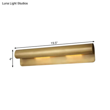 Wide Metal Brass Flush Mount Colonial Sconce Light For Bedroom - 10/19.5 Curve Style 1/2-Head