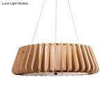 Wide Tapered Suspension Lighting - Traditional Wood 1-Bulb Nickel Hanging Ceiling Light 19.5’/23.5