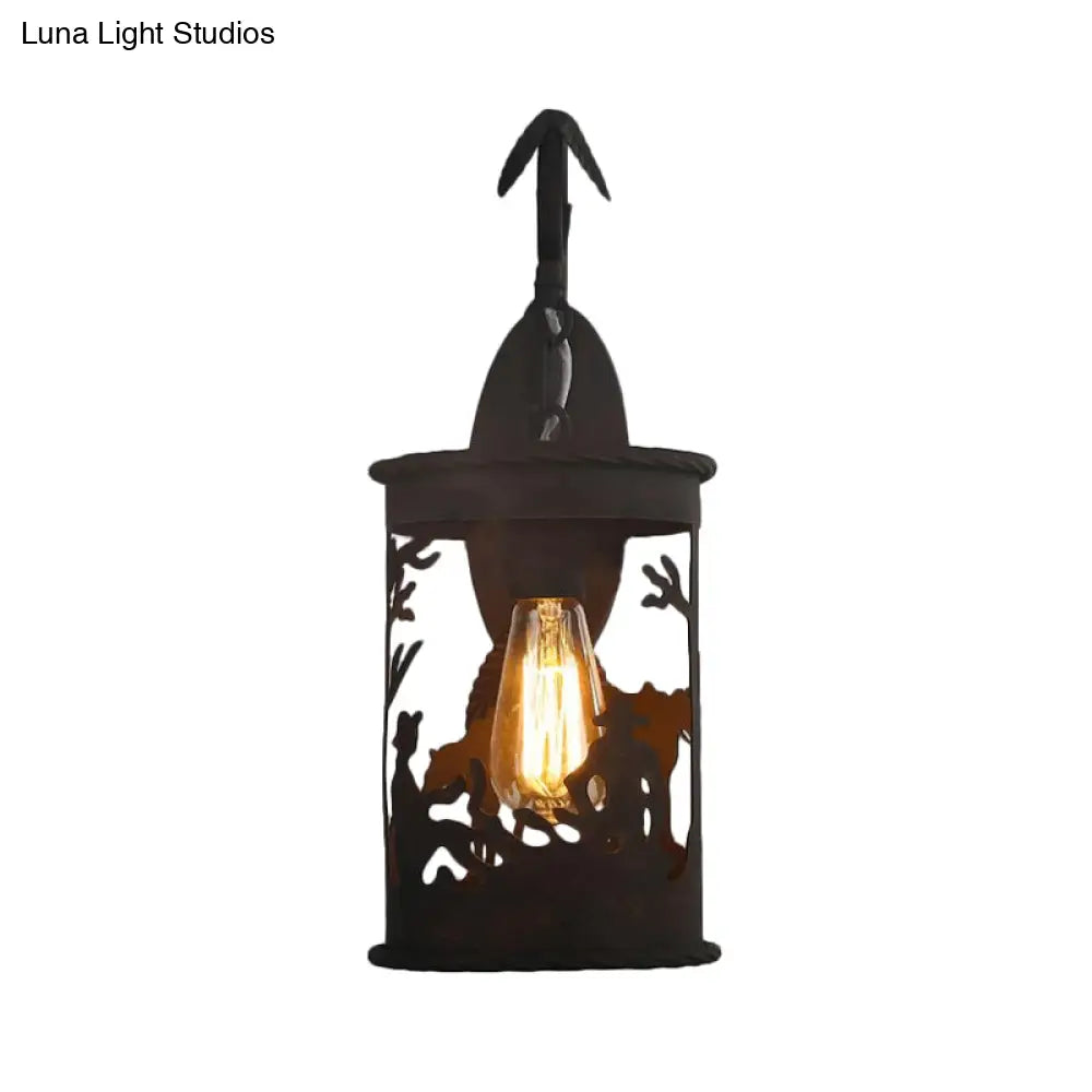 Wild Animal Metal Wall Sconce With Black Country Style