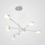 Simple Style Black/White Metal Multi-Tier Asymmetrical 2/4/6/8-Head Pendant Light In
