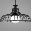 Wire Frame Ceiling Pendant Lamp With Industrial Style Barn Shade In Black/White Black / A
